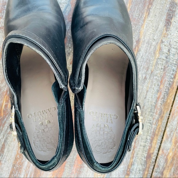 Vince Camuto Leather Suede Cut Out Heels Crop Booties - Picture 14 of 16